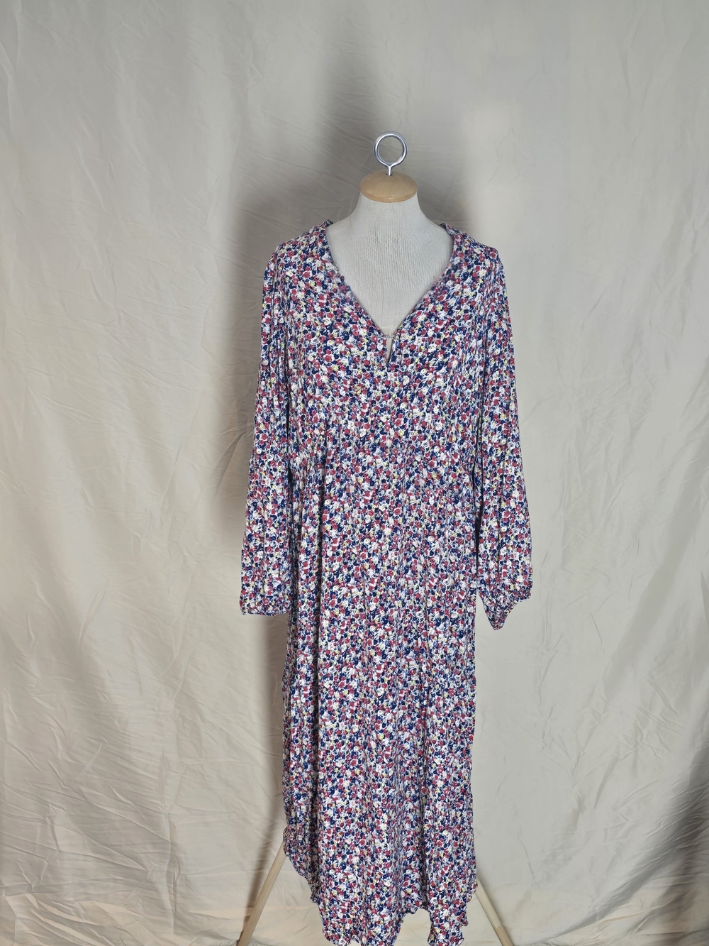 H&M Floral Print Maxi Dress in Red, Blue, Yellow and Cream